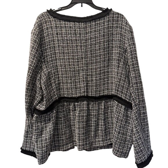 Suzanne Betro Tweed Open-Front Jacket Black & White Sz  2X Polyester blazer - Picture 9 of 10